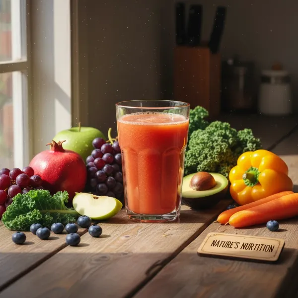 Fiber-rich juice and healthy pulp symbolizing health benefits from slow juicers